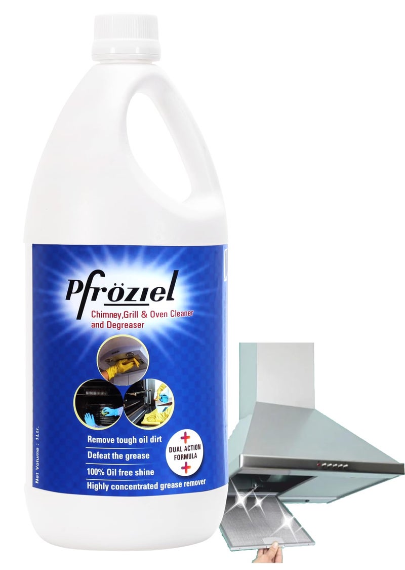 Pfroziel Chimney & Grill cleaner (1LTR) Removes grease/oil/stain from chimney, oven, Gas stove, Griddles, Exhaust fan I Non Flammable. - Image 1