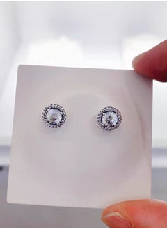 Pandora Violet Pandora Timeless Women's Cubic Zirconia Classic 925 Silver Radiant Round Earrings 296272CZ  - Image 5