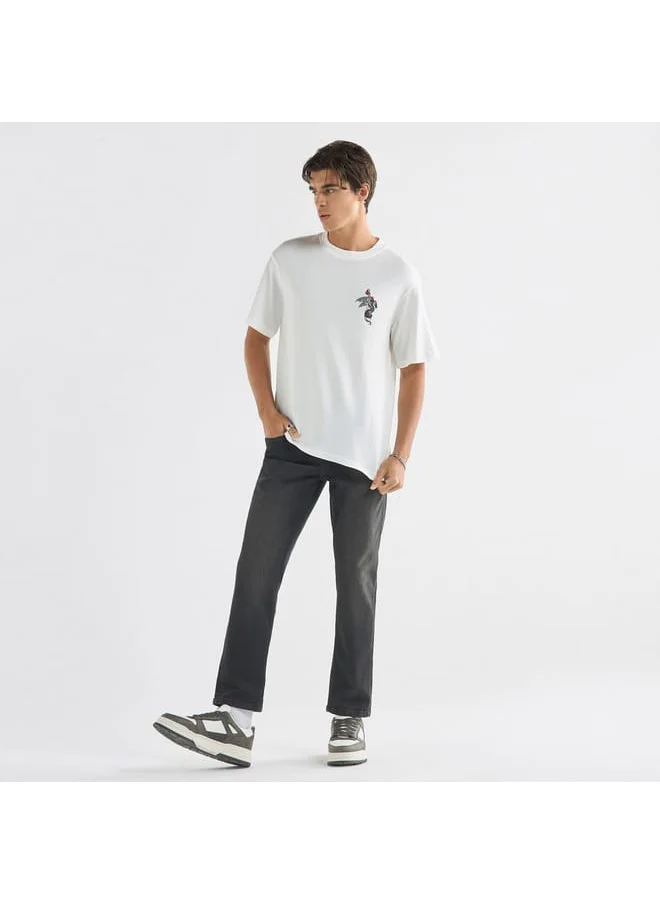 FAV Typographic Print T-shirt with Crew Neck and Short Sleeves