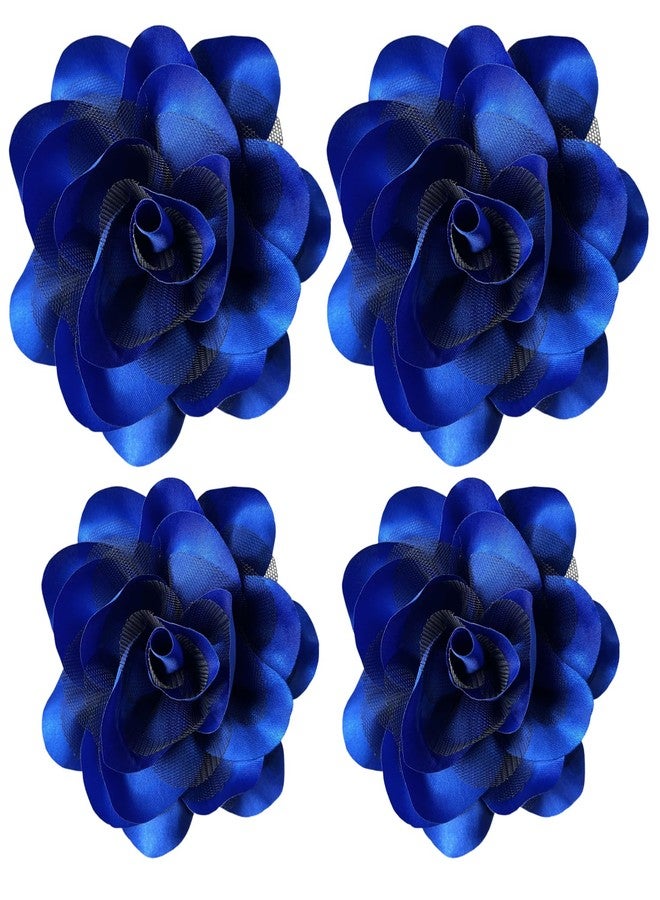 Sanrich Women's Brooches 4pcs Rose Flower Hair Clip Flamenco Dancer Pin up Mexican Hair Flowers Clips Hairpin Brooch Tea Party Hats Headpieces (royal blue) - Image 1