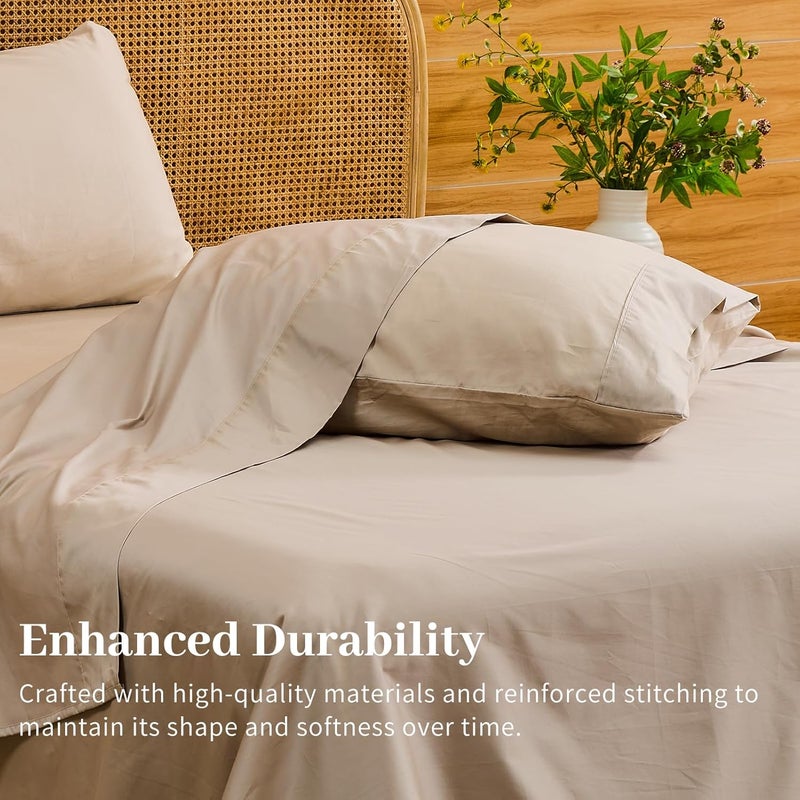 Bedlifes Deep Pocket Sheets 18-24 Inch, California King Size Egyptian Cotton 1000 Thread Count, 4-Piece - Fits Extra Thick Mattresses, Cooling & Breathable (Linen) - Image 5