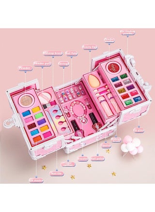 Kids Makeup Kit, Real Kids Makeup Set Washable Makeup Set Toys for Girls with Portable Makeup Box Including Lipstick, Eye Shadows and So On, Girls Toys for Girls Aged 3+ Year Old - view 2
