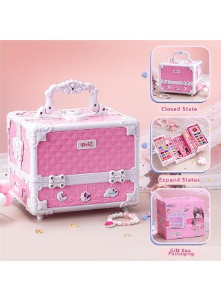 Kids Makeup Kit, Real Kids Makeup Set Washable Makeup Set Toys for Girls with Portable Makeup Box Including Lipstick, Eye Shadows and So On, Girls Toys for Girls Aged 3+ Year Old - view 3