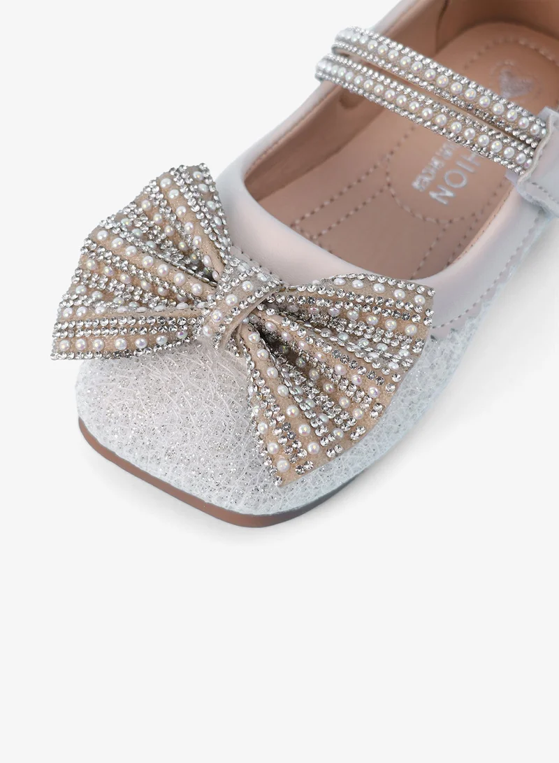 Mark & Mia Mark & Mia Stone Embellished Bow Detail Party Shoes - Beige