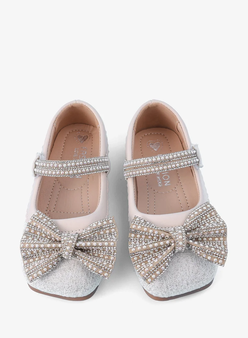 Mark & Mia Mark & Mia Stone Embellished Bow Detail Party Shoes - Beige