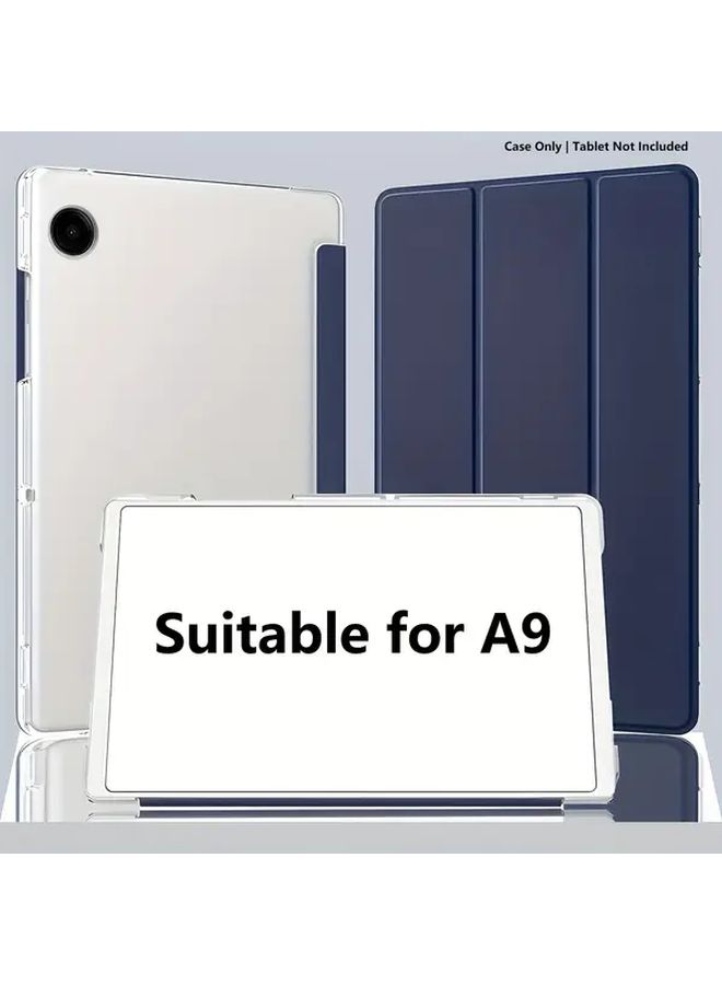 Black Tablet Case for Galaxy Tab A9 8 7 Inch Transparent Back Auto Sleep Wake Durable Cover - Image 1
