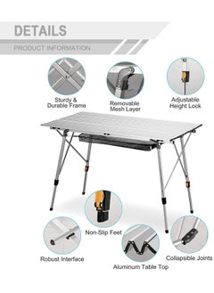 Lightweight Foldable Camping Table With Mesh Layer, Outdoor Adjustable Height Aluminum Folding Table With Carrying Bag For Beach, Picnic, Backyards, BBQ, Party And RV Trip - pzsku/Z1E072B054148892B9F2DZ/45/_/1719381518/6a938fa7-534d-4a56-bee9-194979ddcde6