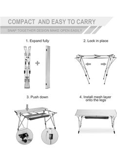 Lightweight Foldable Camping Table With Mesh Layer, Outdoor Adjustable Height Aluminum Folding Table With Carrying Bag For Beach, Picnic, Backyards, BBQ, Party And RV Trip - pzsku/Z1E072B054148892B9F2DZ/45/_/1719381579/75cd6939-6d43-433b-b7ac-1133d9cc969c