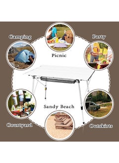 Lightweight Foldable Camping Table With Mesh Layer, Outdoor Adjustable Height Aluminum Folding Table With Carrying Bag For Beach, Picnic, Backyards, BBQ, Party And RV Trip - pzsku/Z1E072B054148892B9F2DZ/45/_/1719381580/bda89b8f-571a-431a-8e0f-ba02f3f2ac4c