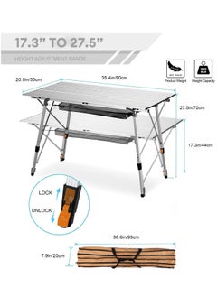 Lightweight Foldable Camping Table With Mesh Layer, Outdoor Adjustable Height Aluminum Folding Table With Carrying Bag For Beach, Picnic, Backyards, BBQ, Party And RV Trip - pzsku/Z1E072B054148892B9F2DZ/45/_/1719382735/bec400b2-d0df-4ae1-b938-fa28dfcad723