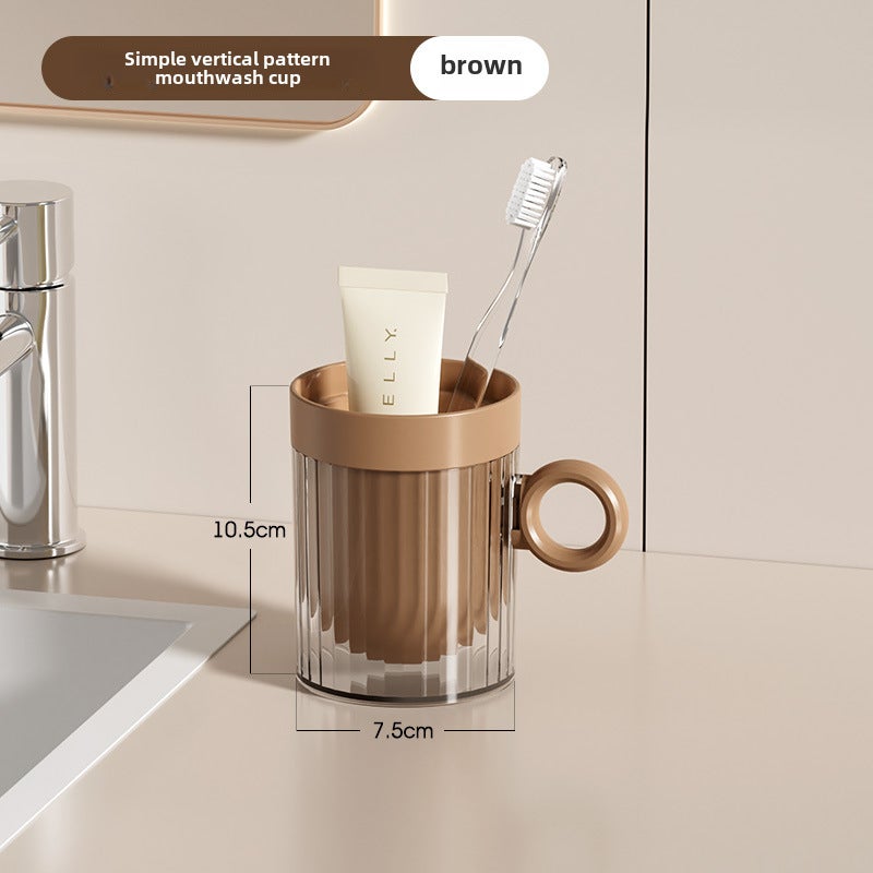 Elegant Transparent Mouthwash Cups for Couples Type B- Brown 