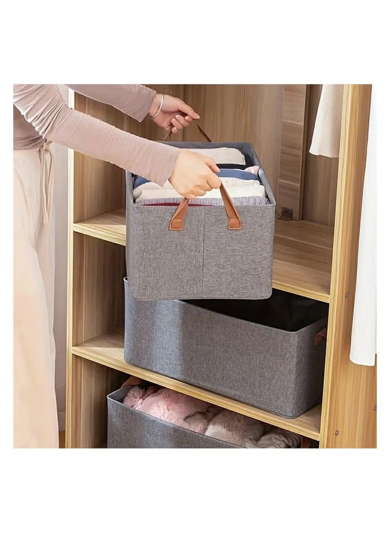 منظم خزانة ملابس، سلة تخزين قابلة للطي بأجزاء معدنية شديدة التحمل، منظمات أدراج بمقابض متينة قابلة للغسل (1) - Image 4