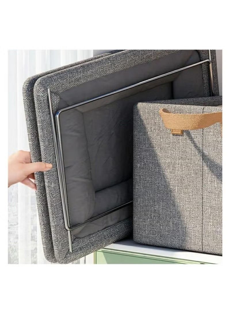 منظم خزانة ملابس، سلة تخزين قابلة للطي بأجزاء معدنية شديدة التحمل، منظمات أدراج بمقابض متينة قابلة للغسل (1) - Image 5