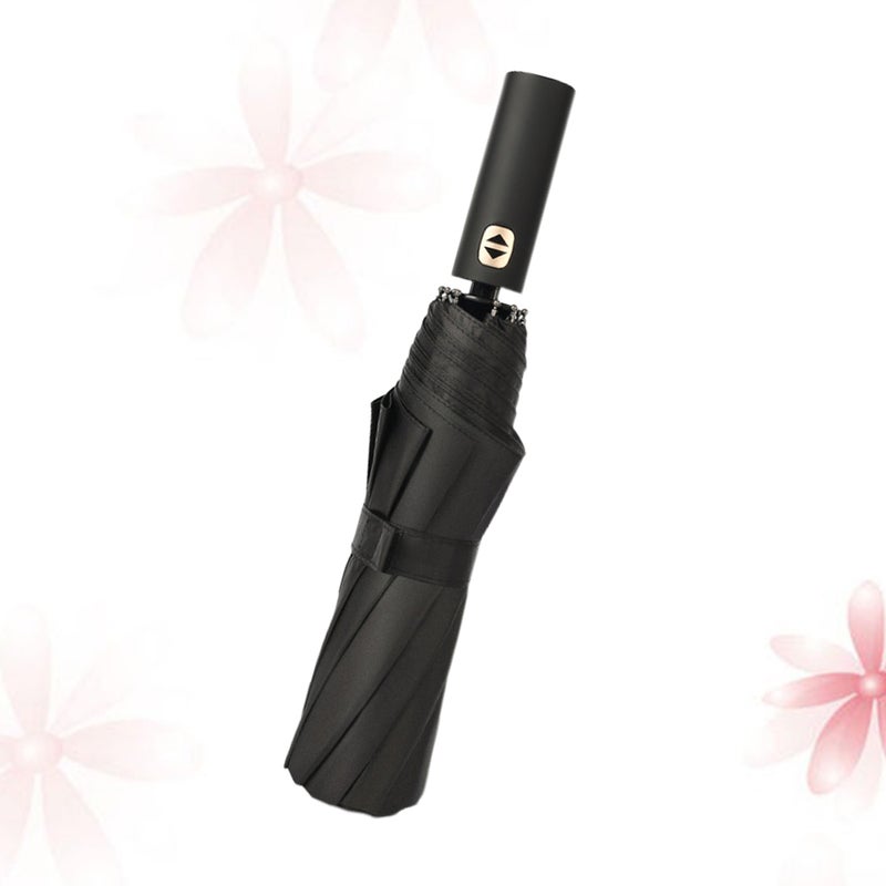 Automatic Umbrellas Three Folding Windproof Outdoors Ten Ribs Umbrella for (Black Rubber) - Image 3