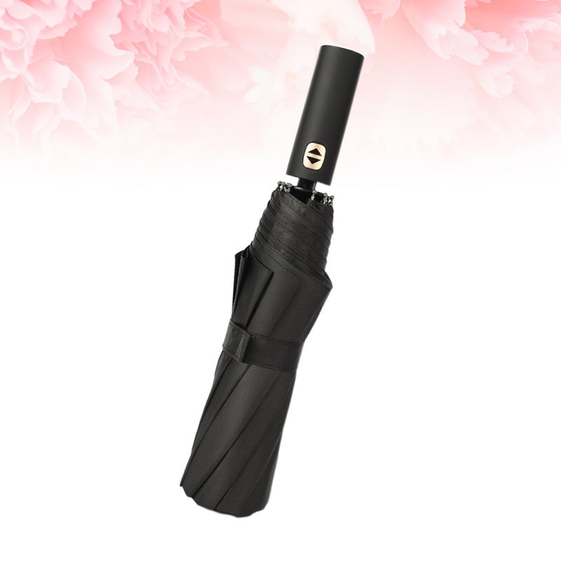 Automatic Umbrellas Three Folding Windproof Outdoors Ten Ribs Umbrella for (Black Rubber) - Image 1