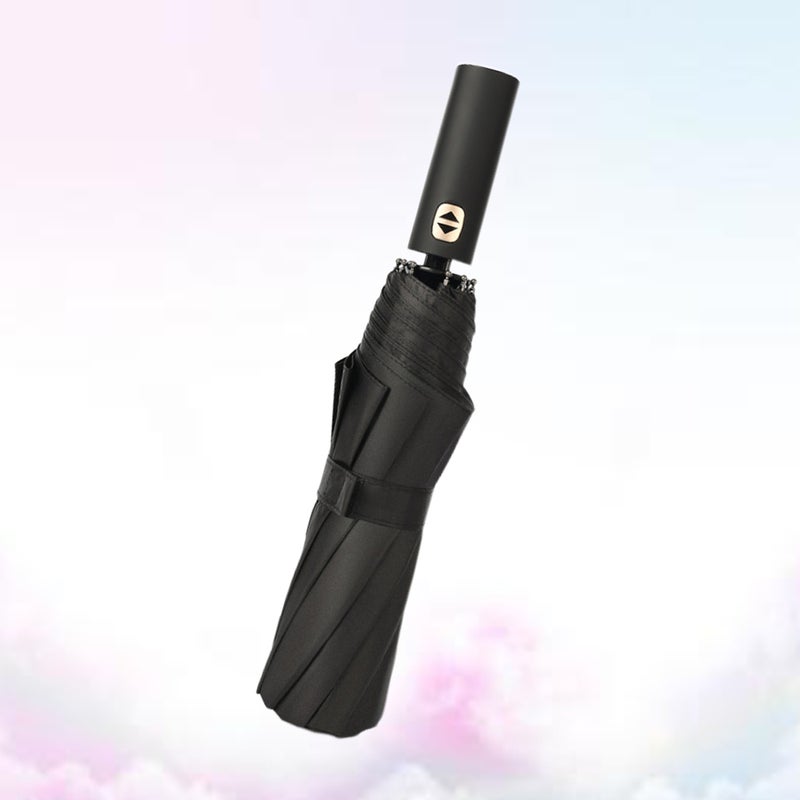 Automatic Umbrellas Three Folding Windproof Outdoors Ten Ribs Umbrella for (Black Rubber) - Image 4