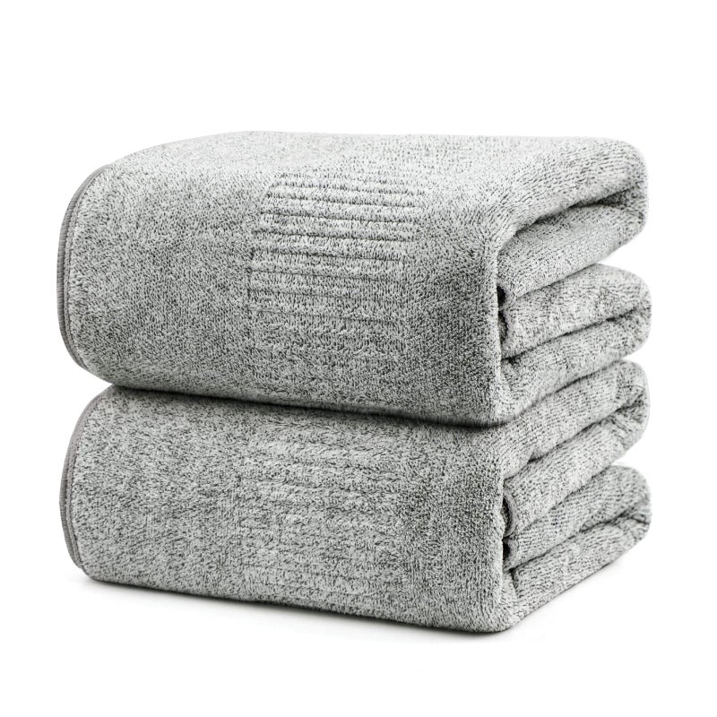 SEISSO Bath Towels Extra Absorbent Quick Drying Towels for Bathroom Viscose Made from Bamboo Soft Bath Sheet 35 x 63inch Premium Towel Multipurpose Use for Fitness Spa Yoga Grey 2pack