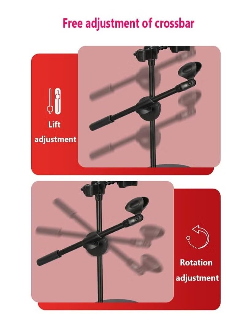 BORTONY LED Ring Light Dimmable LED Desktop Fill Light 3 Colors Modes with 2/3 Phone Holders Curved Lampshade Design Eye Protection Without Glare for Live Stream Makeup (Color : A) - Image 2