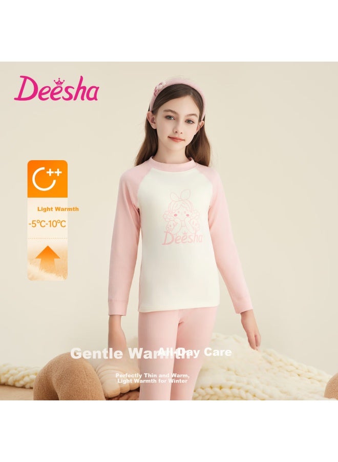 Deesha Antistatic Cationic Warmth Technology 7a Antibacterial Children's Autumn Thermal Underwear Set Girls' Pajamas - Image 1