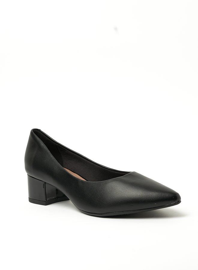 Beira Rio Solid Pointed Toe Block Heel Shoes - Image 2