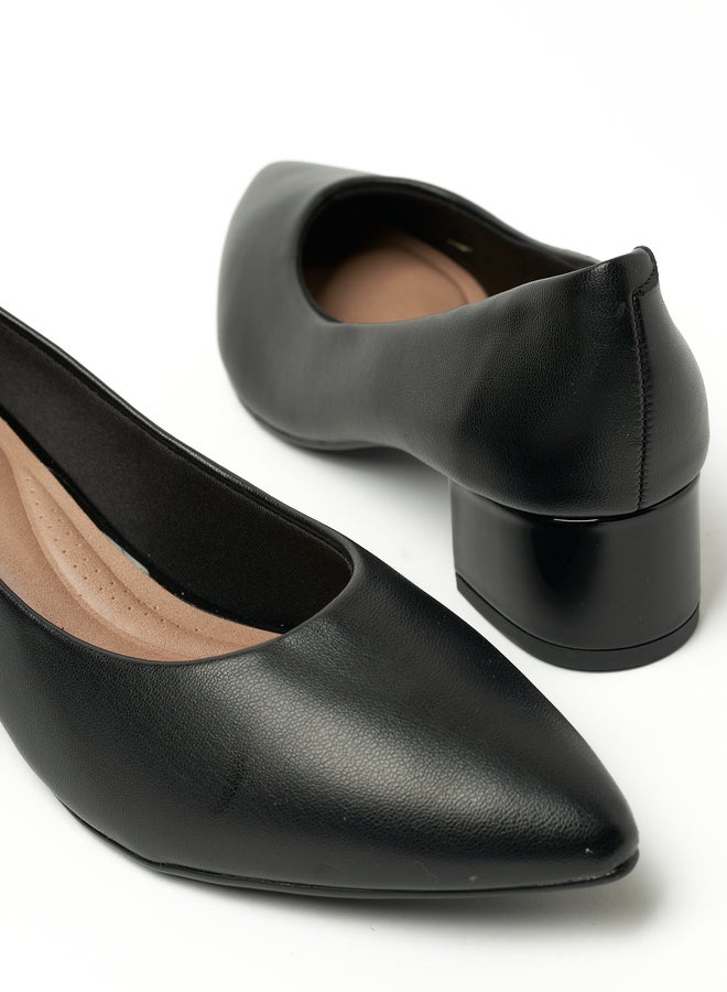 Beira Rio Solid Pointed Toe Block Heel Shoes - Image 5