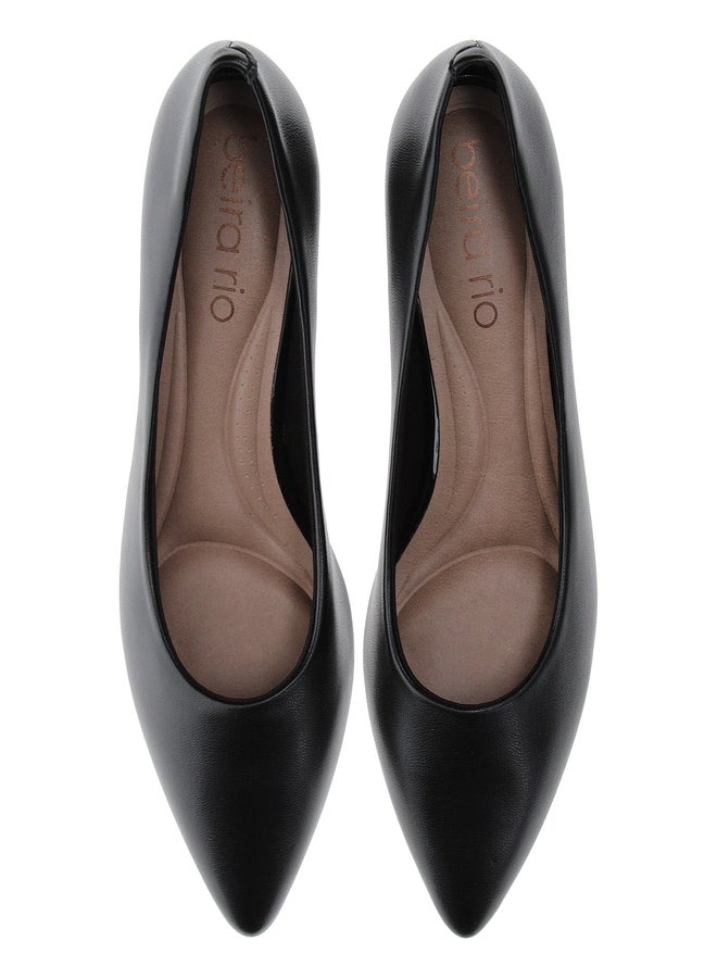 Beira Rio Solid Pointed Toe Block Heel Shoes - Image 1