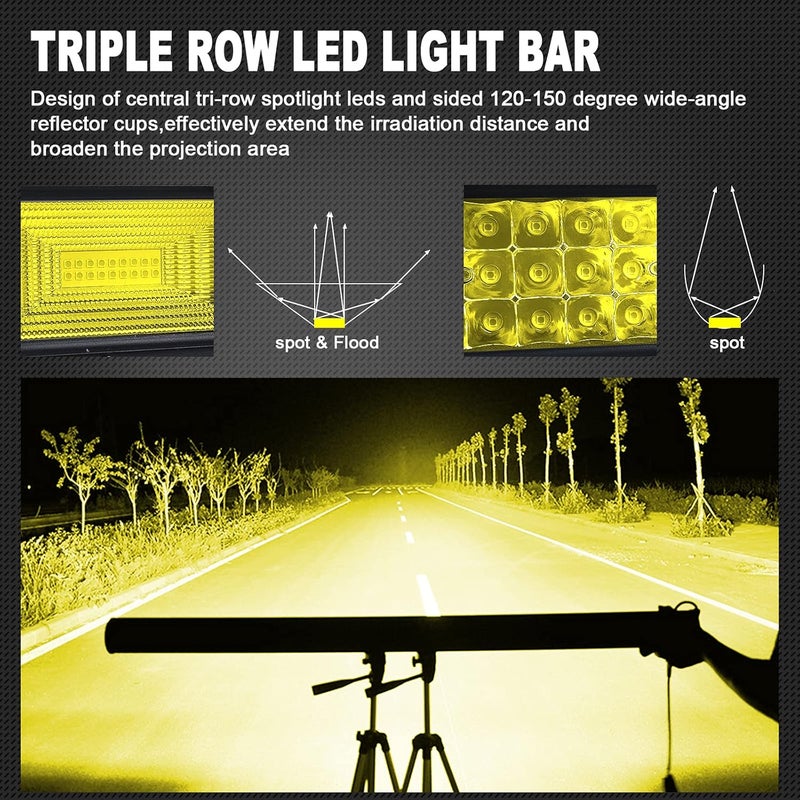 Willpower 32 Inch 405W Curved Triple Row Yellow Amber LED Light Bar for Off-Road Vehicles - Image 4