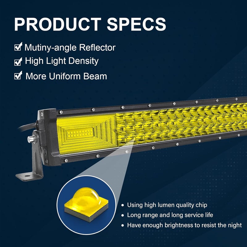 Willpower 32 Inch 405W Curved Triple Row Yellow Amber LED Light Bar for Off-Road Vehicles - Image 3
