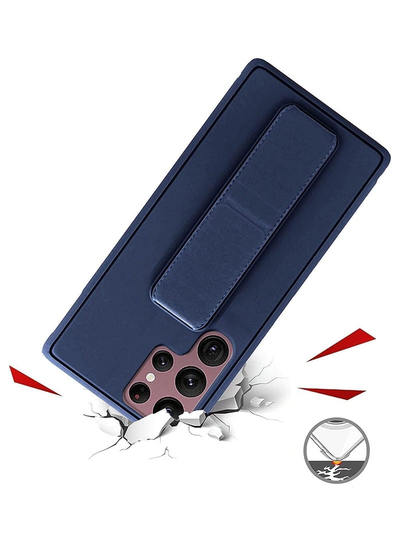 Denx Samsung Galaxy S25 Ultra Case Cover Magnetic Car Mount Kickstand & Holder, Premium Silicone Vertical & Horizontal Hand Strap and Grip with Multi Stand for Samsung Galaxy S25 Ultra (Dark Blue) - Image 2