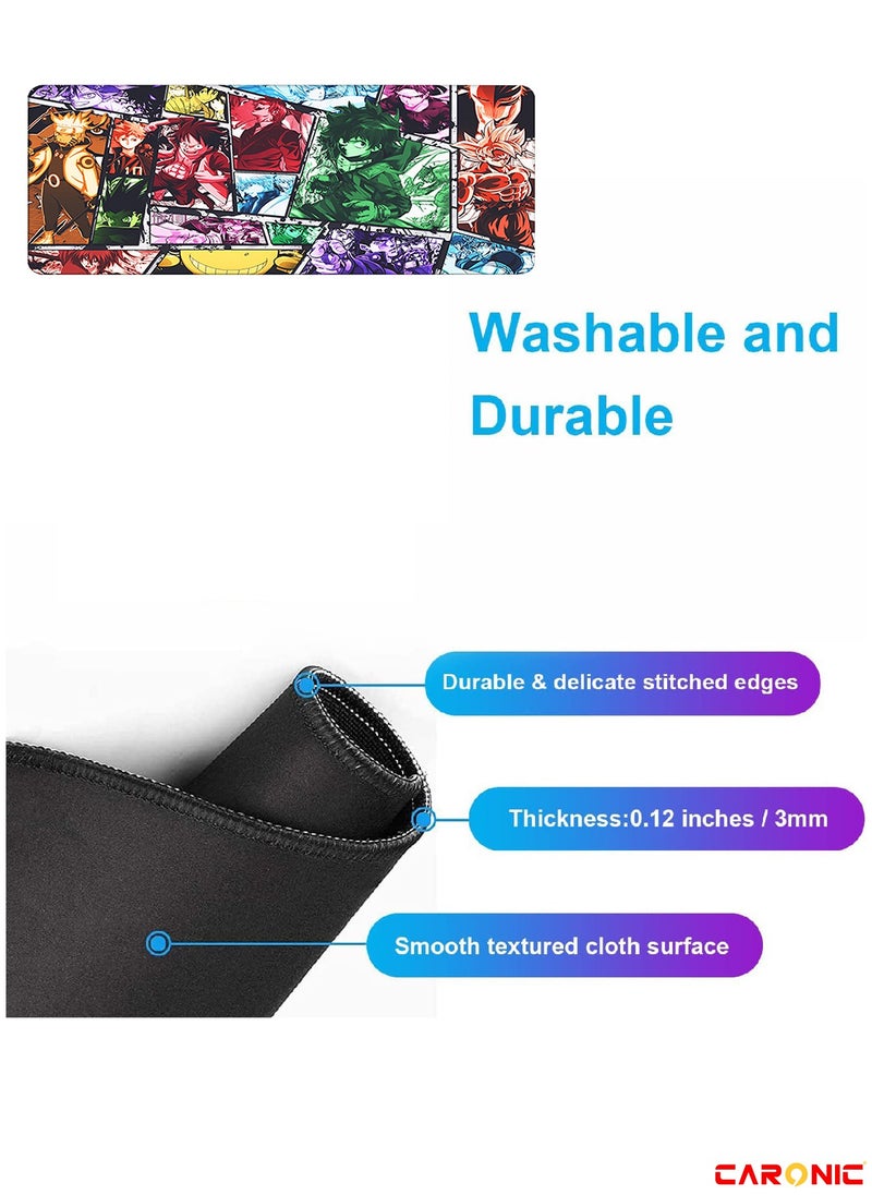 CARONIC - Large Gaming Mouse Pad with Superior Micro Weave Cloth Extended Desk Mousepad with Stitched Edges Non-Slip Base Water Resist Keyboard Pad For Gamer And Office Home YGO 114 - Image 1