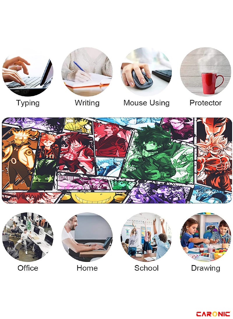 CARONIC - Large Gaming Mouse Pad with Superior Micro Weave Cloth Extended Desk Mousepad with Stitched Edges Non-Slip Base Water Resist Keyboard Pad For Gamer And Office Home YGO 114 - Image 1
