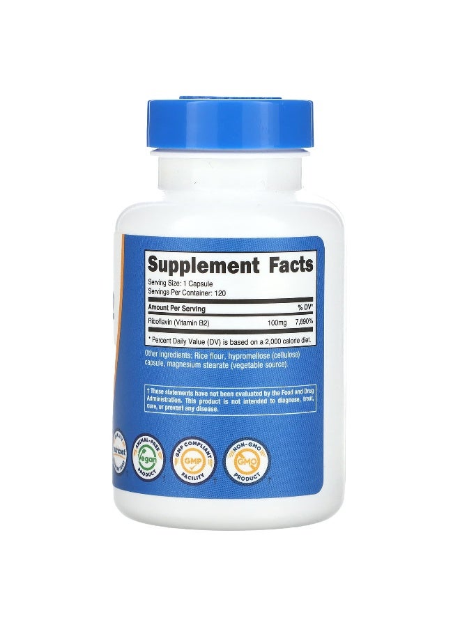 Nutricost نوتريكوست، فيتامين ب2، 100 ملغ، 120 كبسولة - Image 2