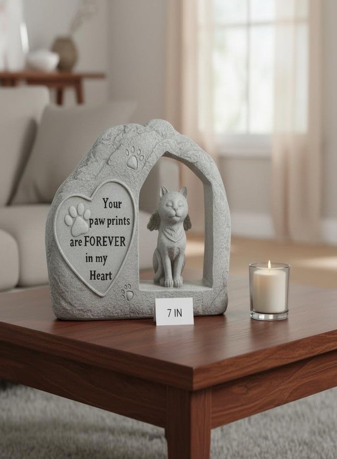 Comfy Hour 7" Cat Angel Memorial Figurine, Rustic Antique Vintage Statue for Home Decor, Resin Pet Remembrance Sculpture for Outdoor Garden, Stone Look Feline Accent - Image 2