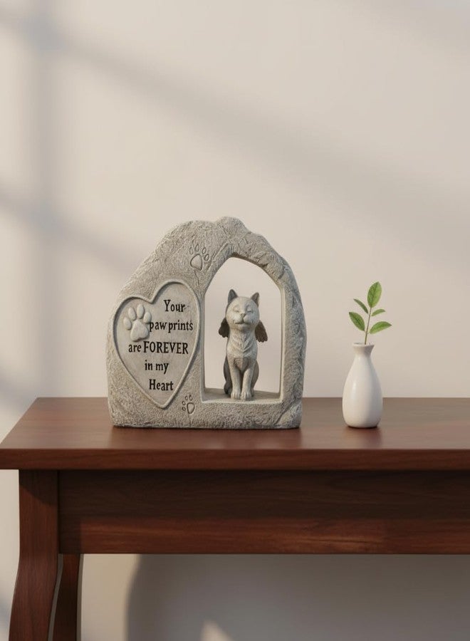 Comfy Hour 7" Cat Angel Memorial Figurine, Rustic Antique Vintage Statue for Home Decor, Resin Pet Remembrance Sculpture for Outdoor Garden, Stone Look Feline Accent - Image 5
