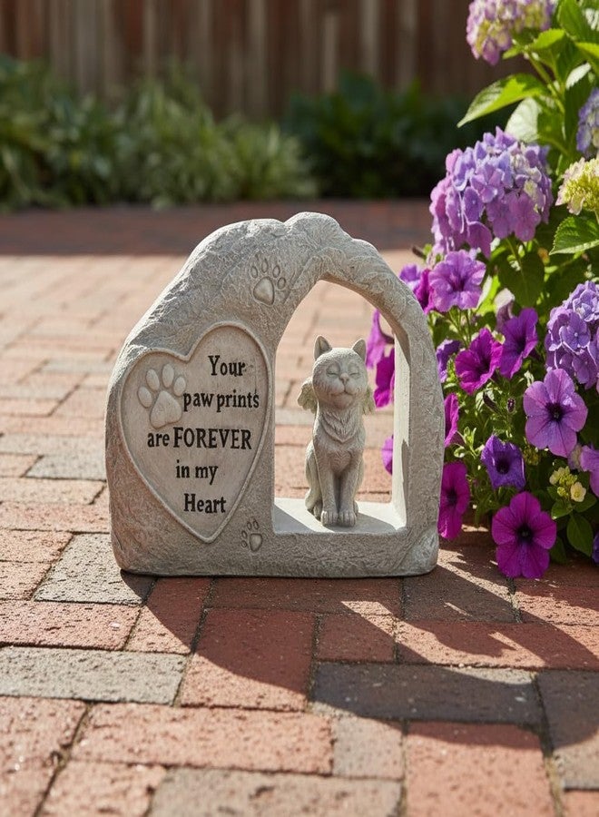 Comfy Hour 7" Cat Angel Memorial Figurine, Rustic Antique Vintage Statue for Home Decor, Resin Pet Remembrance Sculpture for Outdoor Garden, Stone Look Feline Accent - Image 3