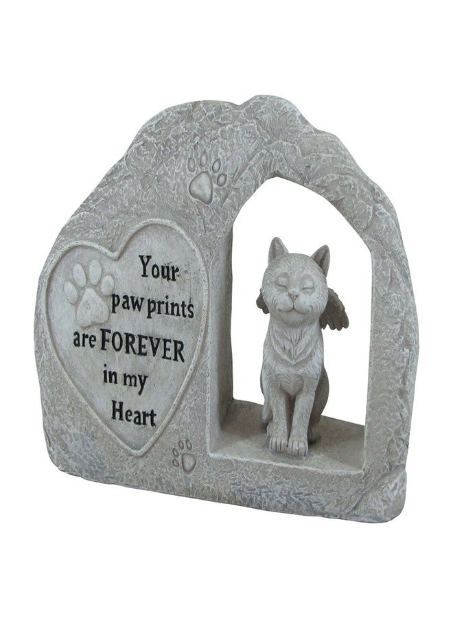 Comfy Hour 7" Cat Angel Memorial Figurine, Rustic Antique Vintage Statue for Home Decor, Resin Pet Remembrance Sculpture for Outdoor Garden, Stone Look Feline Accent - Image 1