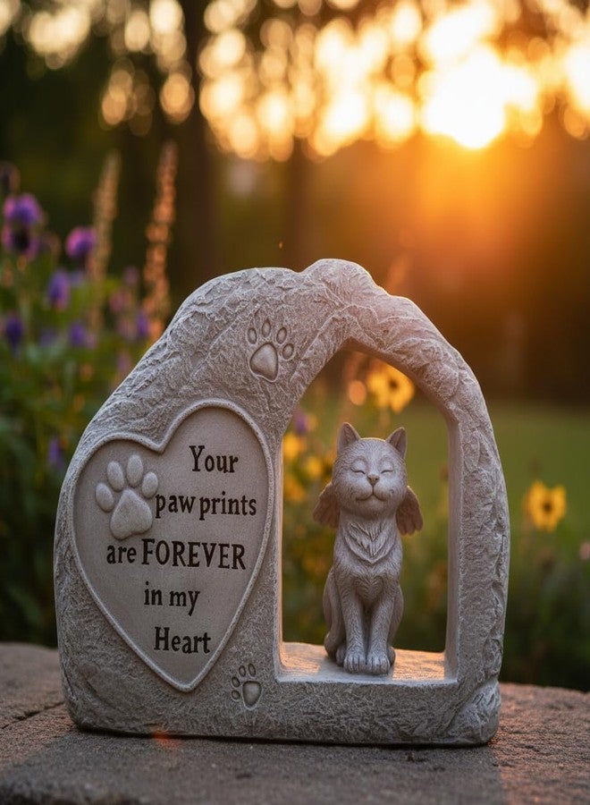 Comfy Hour 7" Cat Angel Memorial Figurine, Rustic Antique Vintage Statue for Home Decor, Resin Pet Remembrance Sculpture for Outdoor Garden, Stone Look Feline Accent - Image 4