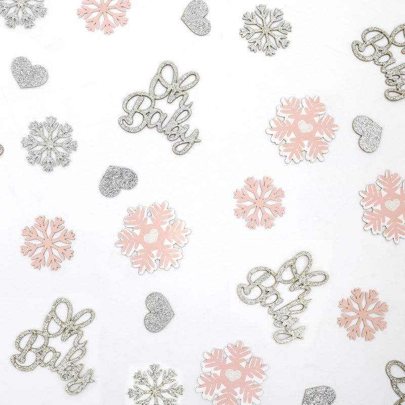Blopee 200PC Winter Snowflake Baby Shower Table Confetti Pink Winter Wonderland Baby Shower Decorations for Girl - Image 4