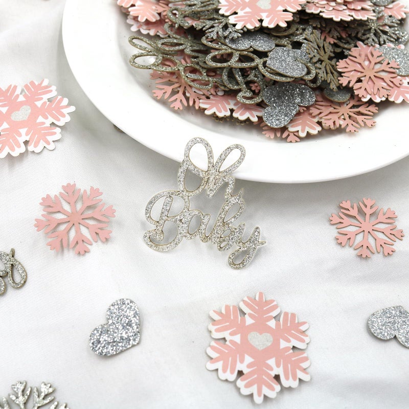 Blopee 200PC Winter Snowflake Baby Shower Table Confetti Pink Winter Wonderland Baby Shower Decorations for Girl - Image 5