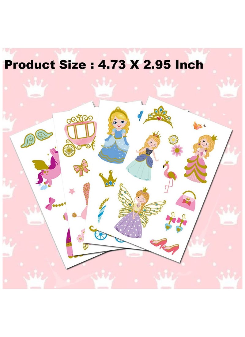 ORAINBOW Metallic Glitter Princess Temporary Tattoos for Girls 70 Gold Glitter Styles Princess Birthday Party Decorations Supplies Favors for Girls Kids  - Image 5