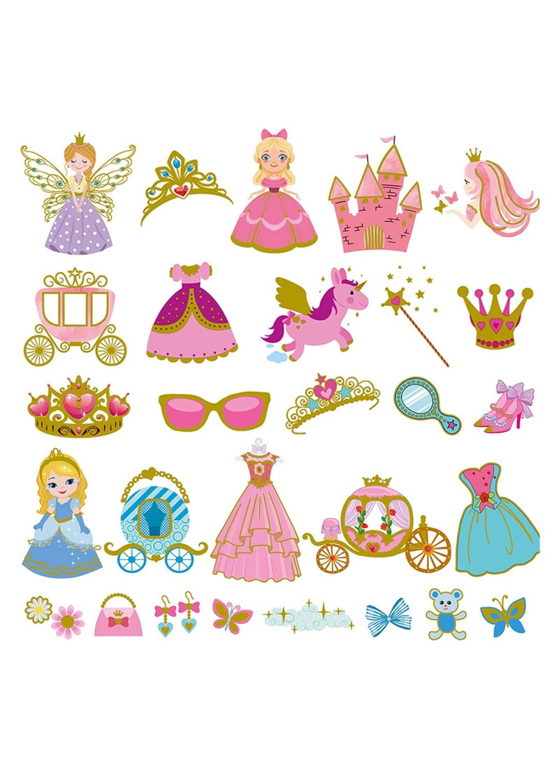 ORAINBOW Metallic Glitter Princess Temporary Tattoos for Girls 70 Gold Glitter Styles Princess Birthday Party Decorations Supplies Favors for Girls Kids  - Image 1