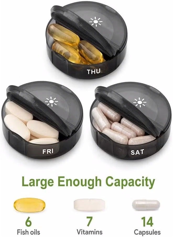 Pill Organizer 2 Times a Day, Weekly AM PM Pill Box, Large Capacity 7 Day Pill Cases for Pills/Vitamin/Fish Oil/Supplements (Black) - Image 2