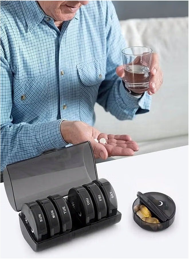 Pill Organizer 2 Times a Day, Weekly AM PM Pill Box, Large Capacity 7 Day Pill Cases for Pills/Vitamin/Fish Oil/Supplements (Black) - Image 4