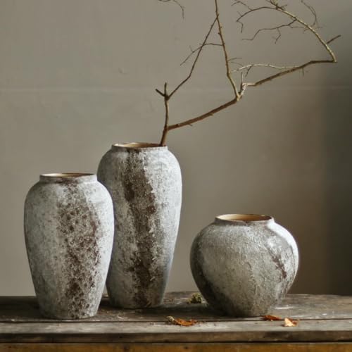 Denique Rustic Ceramic Tall Floor Vase, Vintage Farmhouse Decor, Large Terracotta Vases for Living Room Entryway Table Centerpiece Decor, Terracotta Pottery Clay(B-30cm) - Image 5