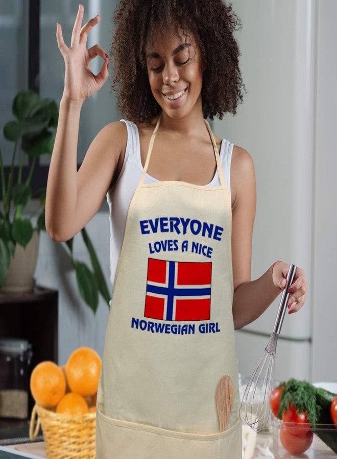 Speedy Pros Cotton Twill Aprons for Women & Men Everyone Loves A Nice Norwegian Girl Countries Countries Housewarming Gifts White Design Only - Image 4