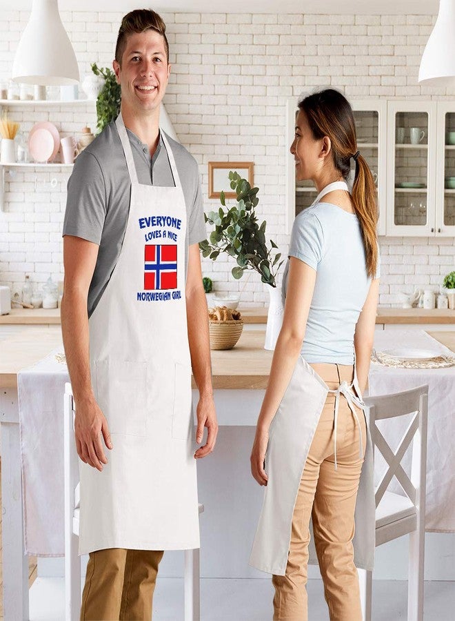 Speedy Pros Cotton Twill Aprons for Women & Men Everyone Loves A Nice Norwegian Girl Countries Countries Housewarming Gifts White Design Only - Image 3