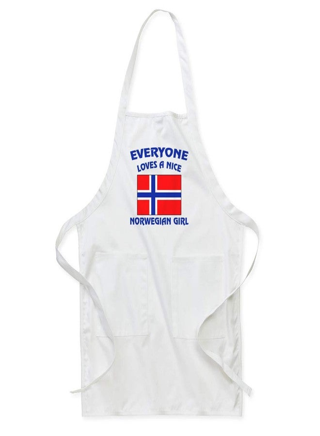 Speedy Pros Cotton Twill Aprons for Women & Men Everyone Loves A Nice Norwegian Girl Countries Countries Housewarming Gifts White Design Only - Image 1