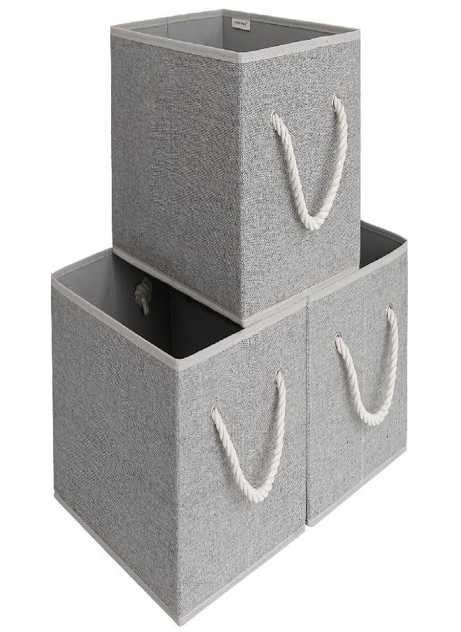 StorageWorks - StorageWorks 32L Closet Storage Baskets for Shelves, Closet Organizers with Handles, Foldable Closet Baskets for Linen Closet, 3-Pack, Gray - Image 1