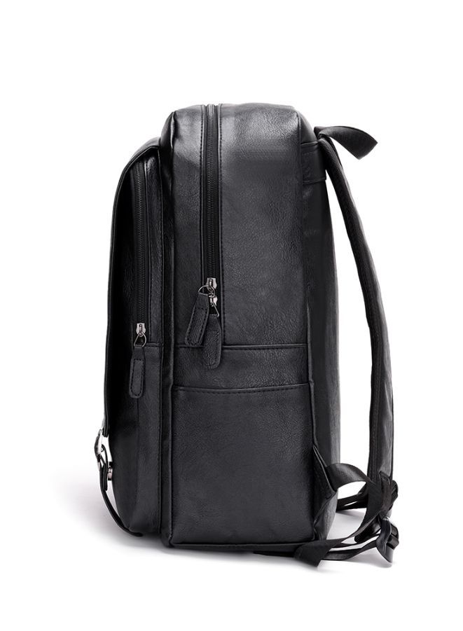 Stylish Black Leather Laptop Backpack - Fits 15.6 Inch Laptops - Ideal for Work, School, and College - Image 2