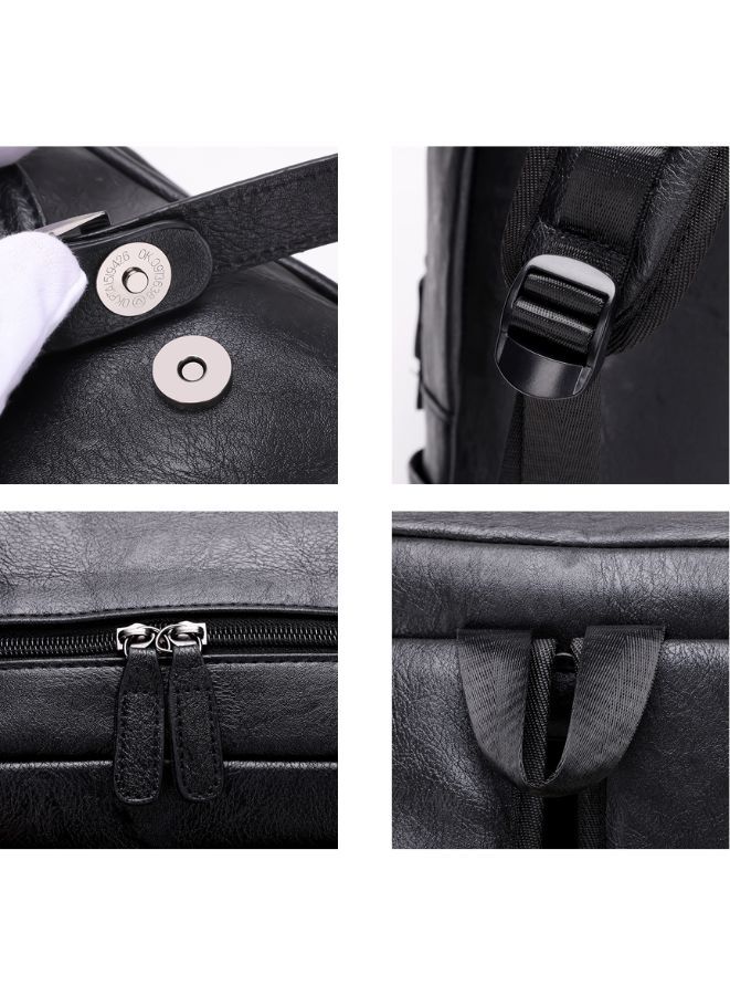 Stylish Black Leather Laptop Backpack - Fits 15.6 Inch Laptops - Ideal for Work, School, and College - Image 5
